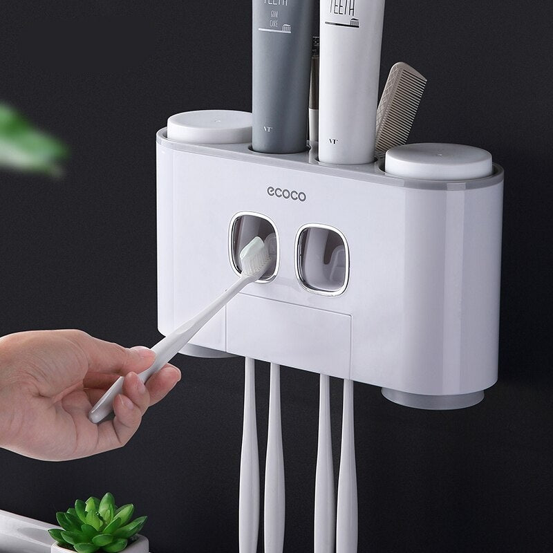 Automatisches Zahnpasta-Spender-Set mit Wandhalterung | die smarte Bad Ausstattung